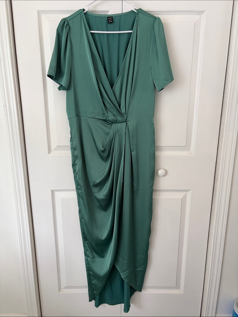 Green Draped Wrap Midi Dress - Unknown Brand